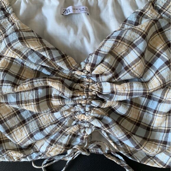 ZARA PLAID BLOUSE - Picture 5 of 7